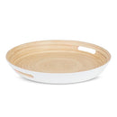 Bamboo Round Tray with Handles - White