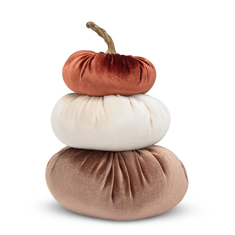 Velvet Pumpkins Stack - Light Taupe