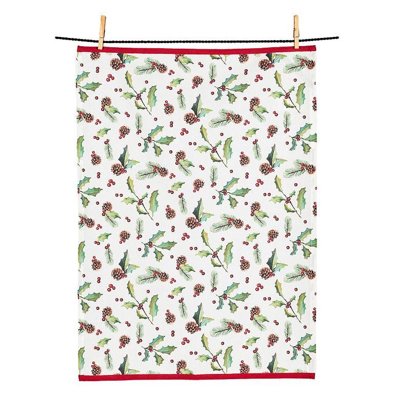 Holly Pinecones & Berries Kitchen Towel