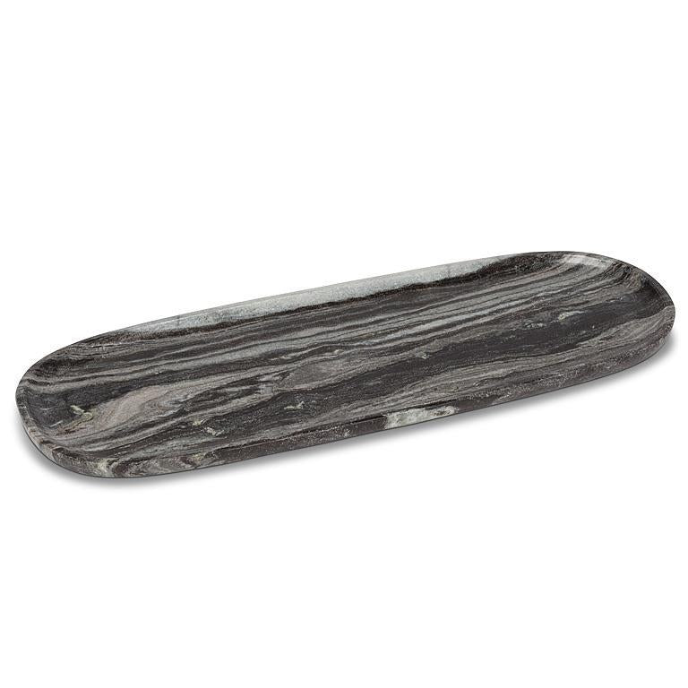 Large Oblong Tray - Black Marble