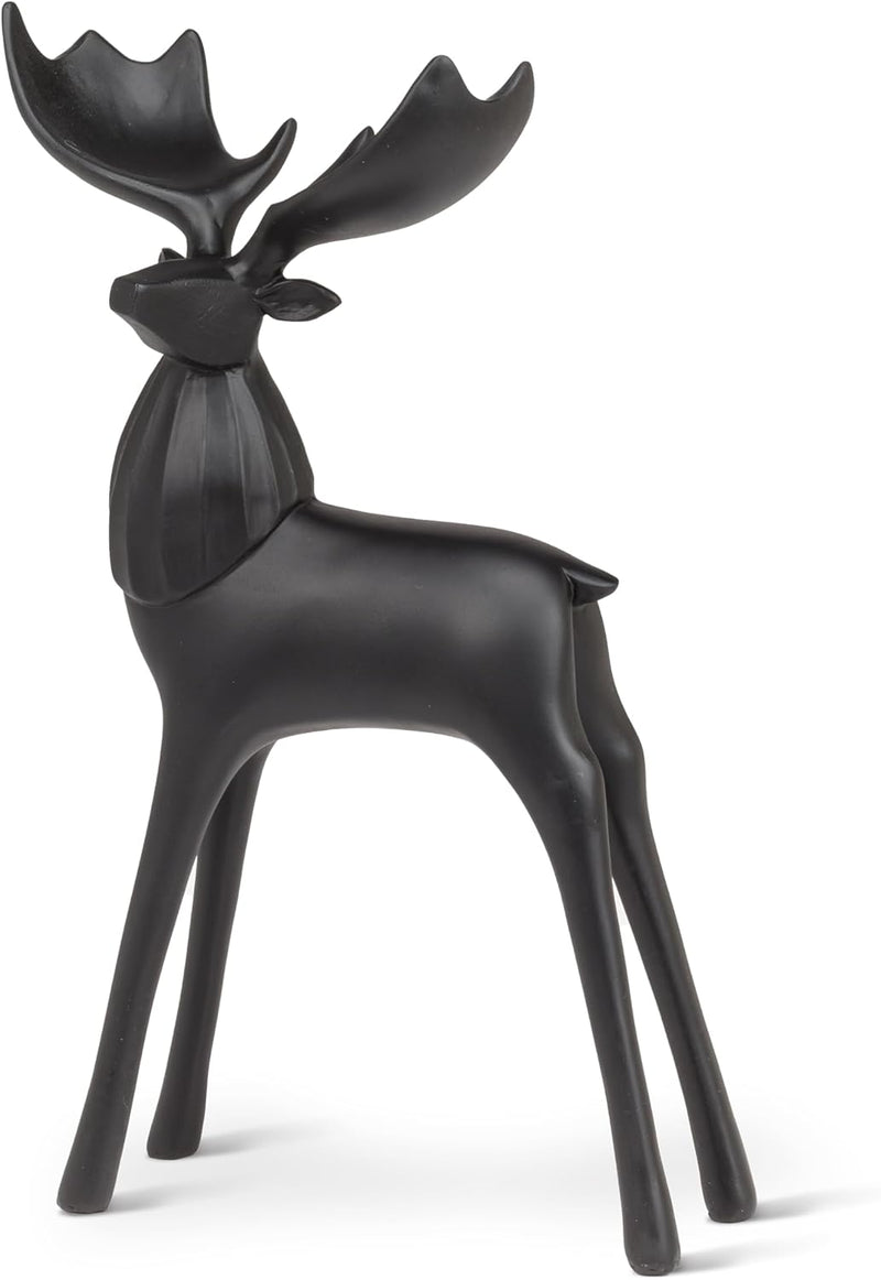 Modern Deer with Wide Antlers Figurine-Black