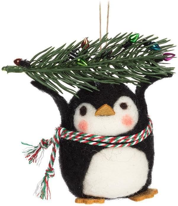 Penguin Ornament with Tree & Lights