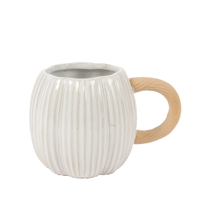 Pumpkin Stoneware Shaped Mug White
