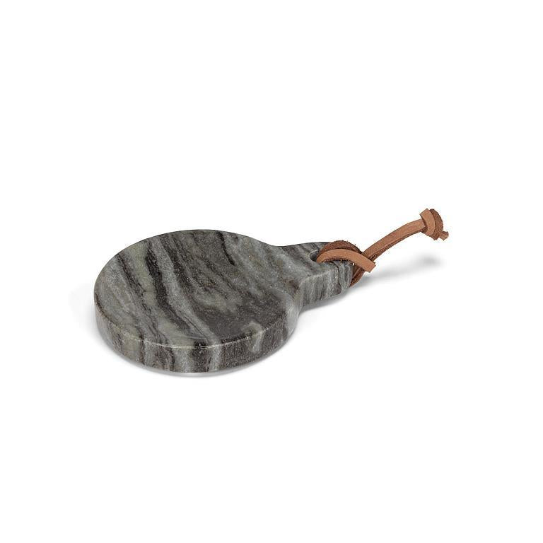Round Spoon Rest/Dish with Loop - Black Marble