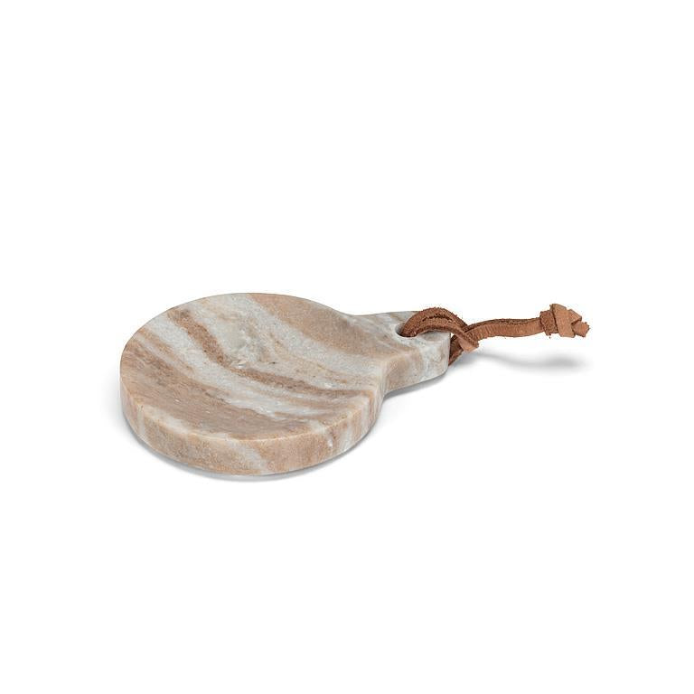 Round Spoon Rest/Dish with Loop - Brown Marble