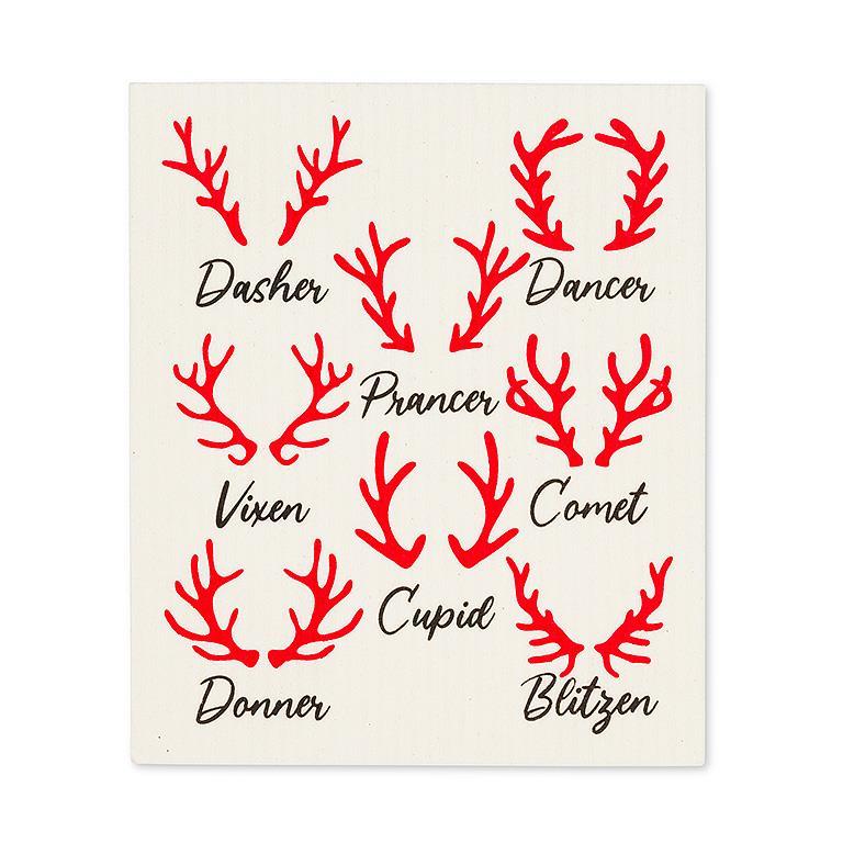 Rudolph & Names Dishcloths. Set of 2