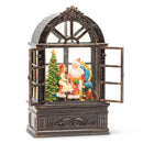 Santa & Child in Glitter LED Lantern with Window