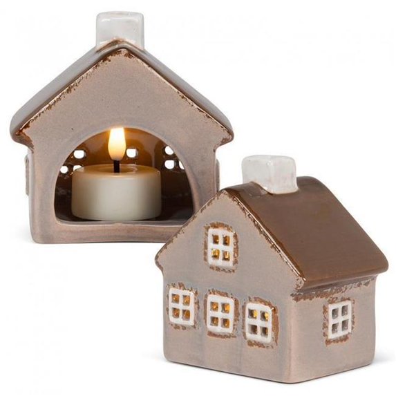 Small House With Windows Tealight Candle Holder