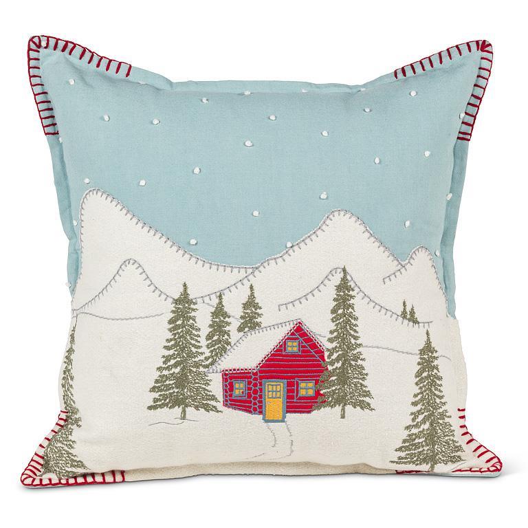 Square Winter Cabin in Hills Pillow