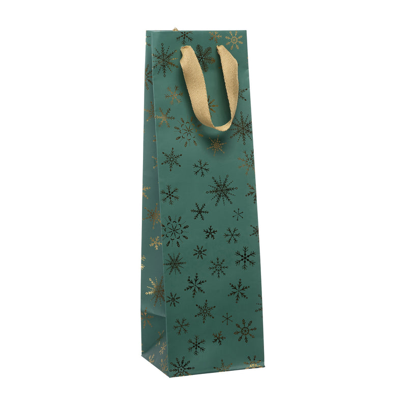 Forest with Gold Foil Snowflakes Bottle Bag