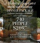 Promotional image for One Fine Food’s Thanksgiving Dinner Package in Peterborough, featuring gourmet turkey or ham dinners with seasonal sides prepared by our bakery, butcher shop, and catering team.