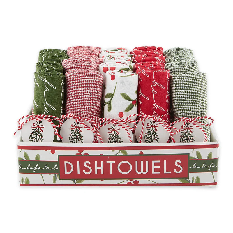 Under The Mistletoe Assorted Dishtowels - Green FaLaLa