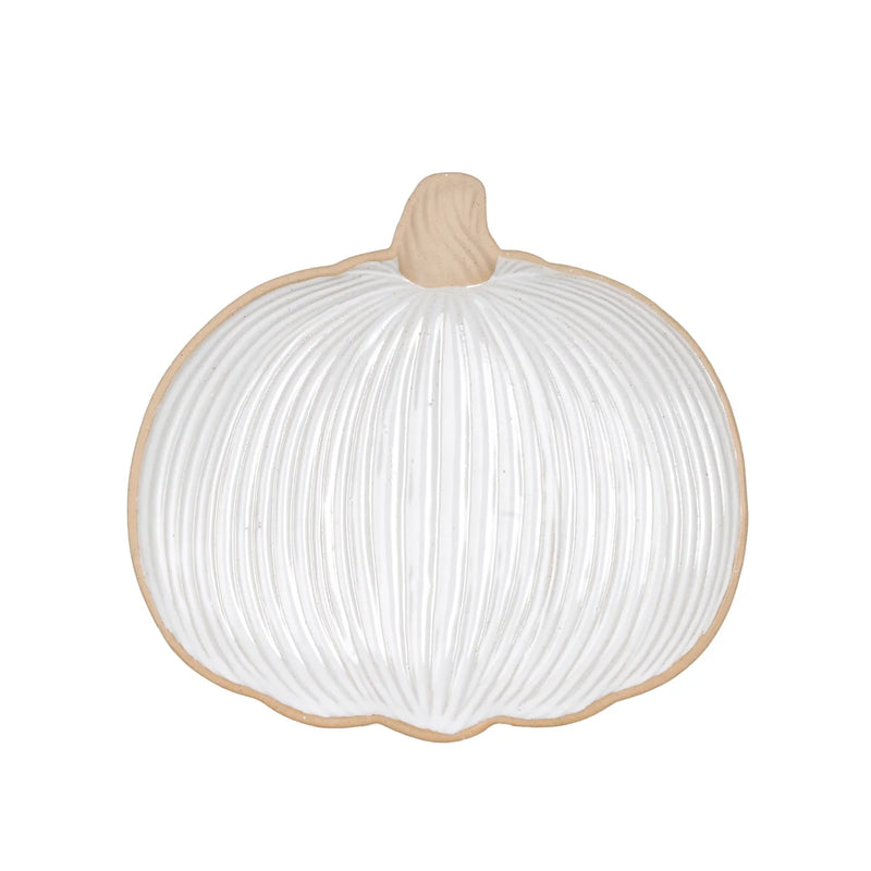 Pumpkin Stoneware Shaped Serving Platter White