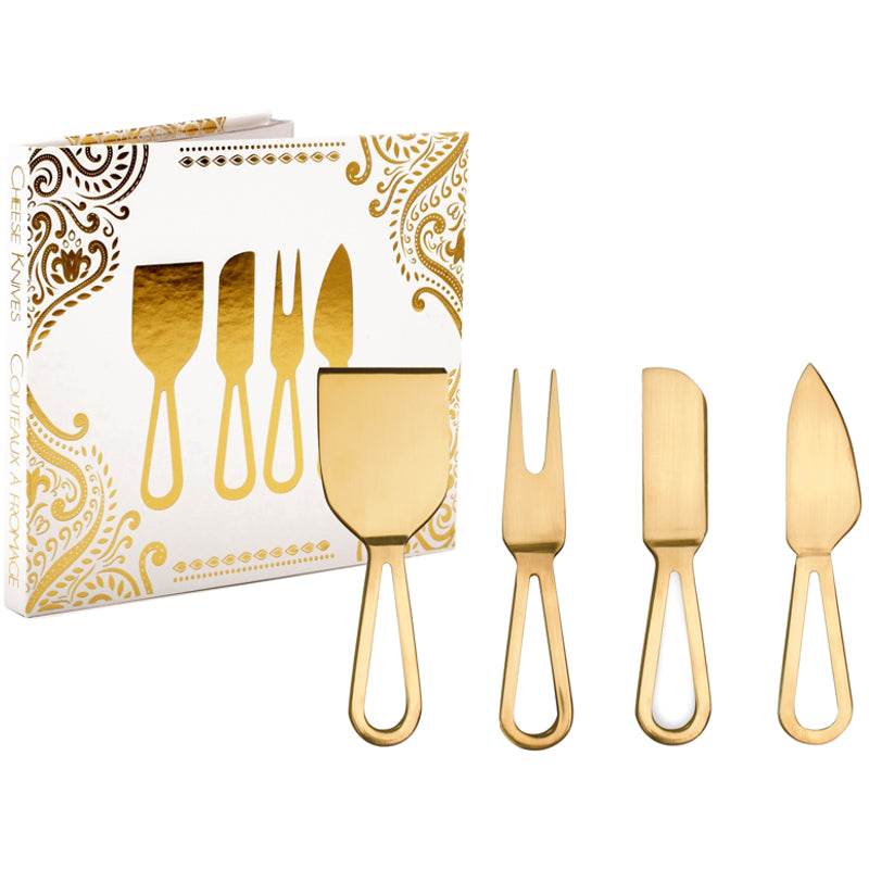 Gold 4pc Cheese Knife Set