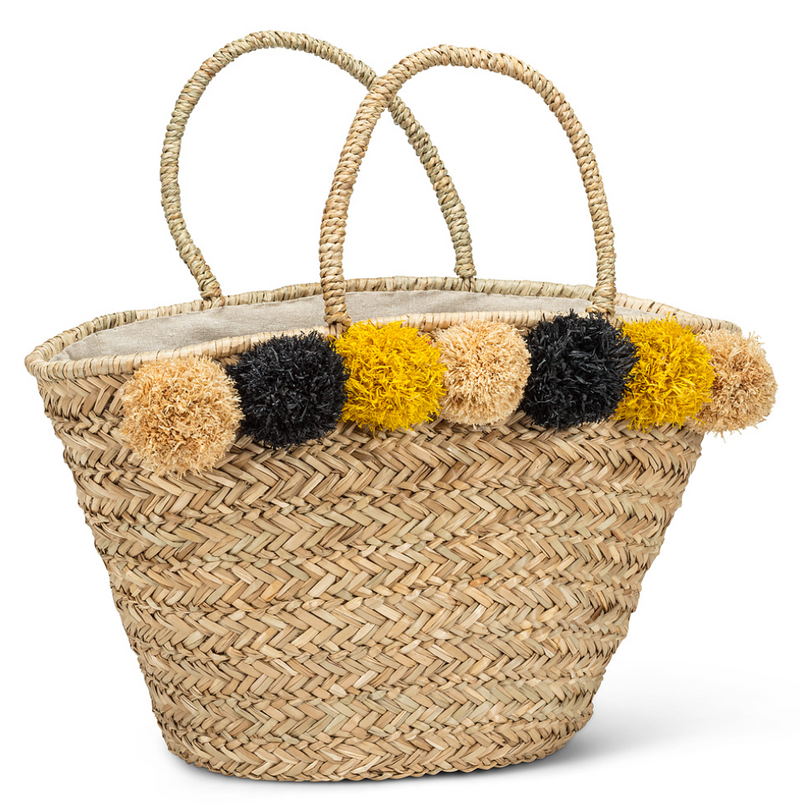 Tote with Jumbo Pompoms